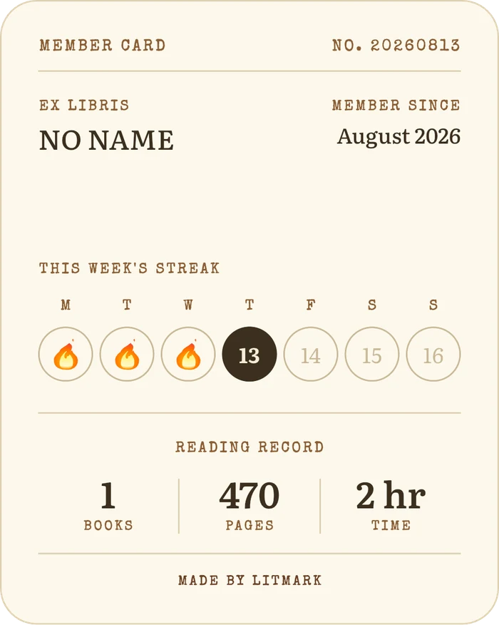 Litmark member card with this week's streak and reading record