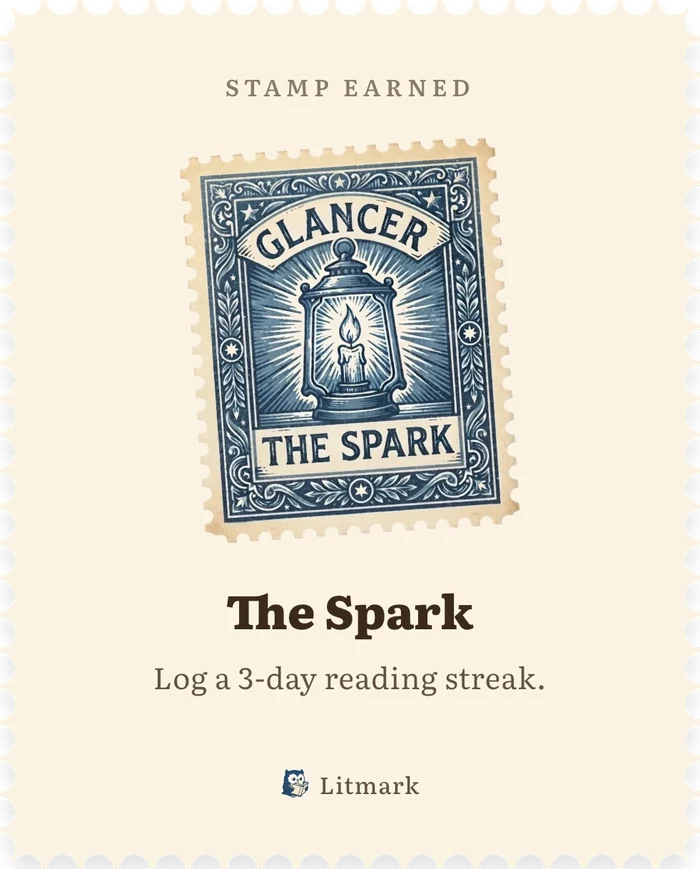 A stamp-earned card for The Spark, awarded for a 3-day reading streak